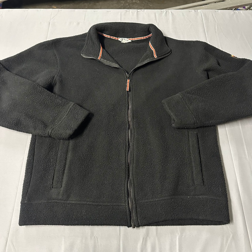 Orvis Classic Collection Mens Black Full Zip Fleece Jacket Mock Neck Size Medium